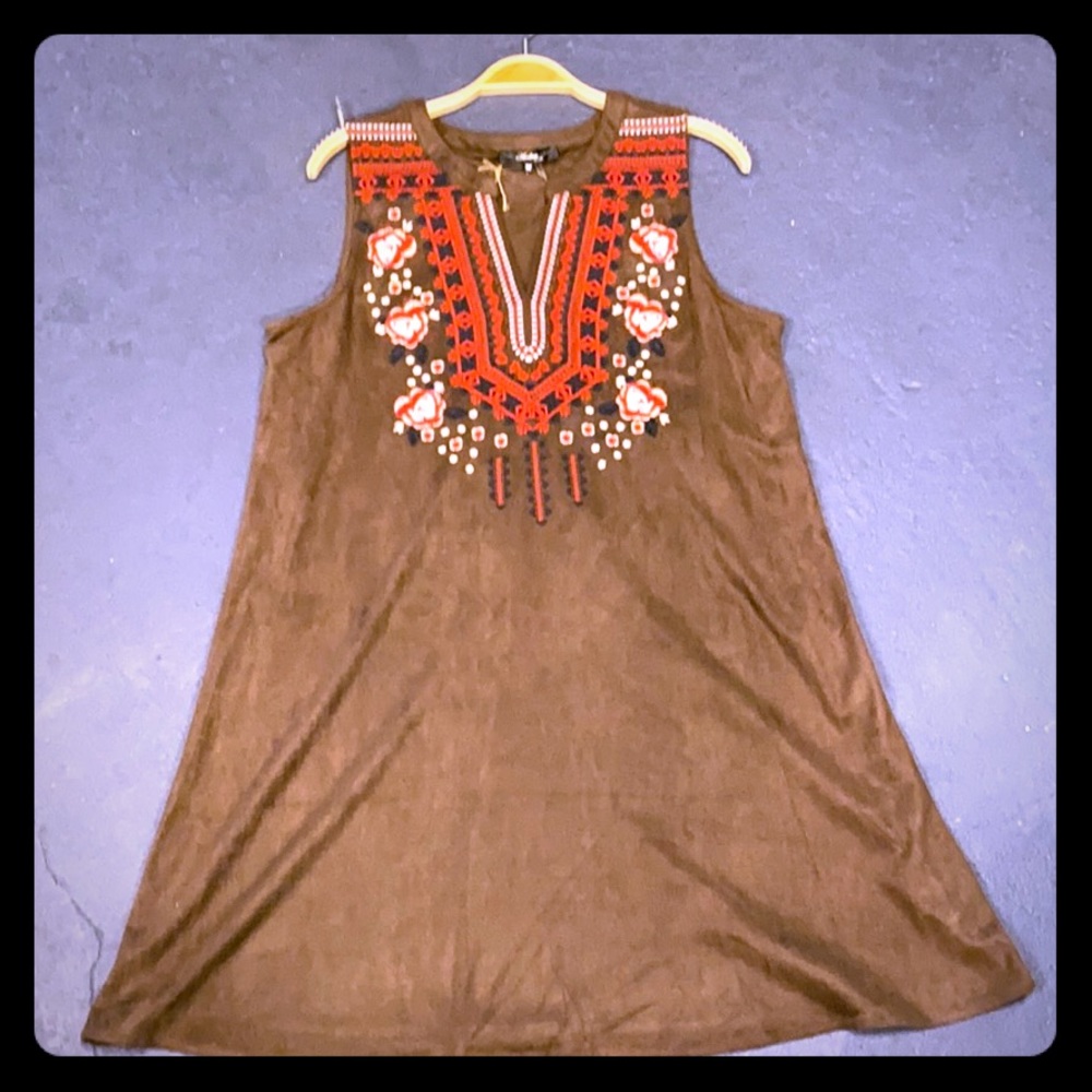 Brown suede dress